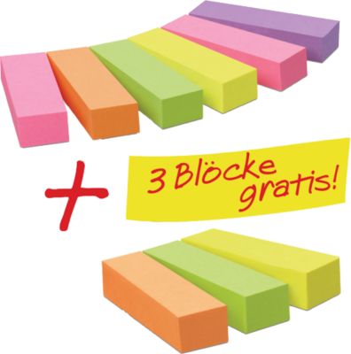 Post it Haftnotizen-Blöcke Page Marker 670-6, 15 x 50 mm, 6 Stück + 3 Haftnotizen-Blöcke GRATIS