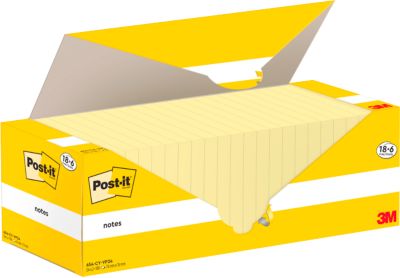 Post-it® Haftnotizen Notes 654-CY-VP24, B 76 x T 76 mm, PEFC®-Papier, gelb, 18 + 6 Blöcke gratis, 100 Blatt/Block