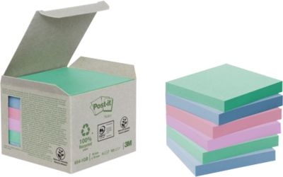 Post-it® Haftnotizen, Recycling-Papier, 76 mm x 76 mm, 6 x 100 Blatt, farbig