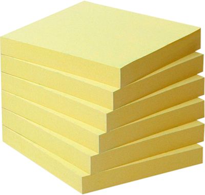 Post-it® Haftnotizen, Recycling-Papier, 76 mm x 76 mm, 6 x 100 Blatt, gelb