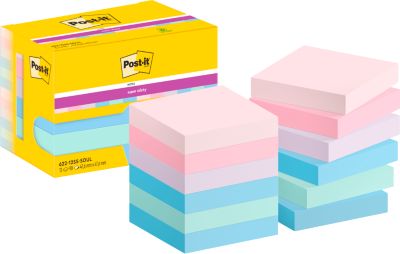 Post-it® Haftnotizen Super Sticky Notes 622-12SS-SOUL, B 47,6 x T 47,6 mm, PEFC®-Papier, farbig, 12 Blöcke, 90 Blatt/Block