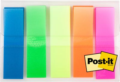Post-it® Index Haftstreifen 683HF5, ablösbar, B 11,9 x T 43,2 mm, farbig, 1 Spender mit 5 Blöcken, 100 Haftstreifen/Block