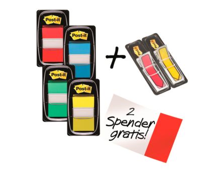 Post-it® Index I680-P6 Haftstreifen, farbsortiert, 25,4 x 43,2, 4 x 50 Stück + gratis Indexpfeile