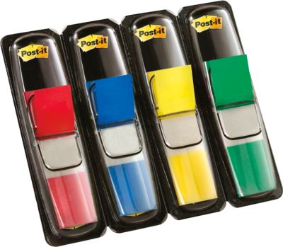 Post-it Index Streifen Mini 683-4, rot, gelb, blau, grün