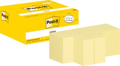 POST-IT Note Haftnotizen 654/655/653 Sparpaket, wiederablösbar, cellophanfrei verpackt, diverse Größen, gelb