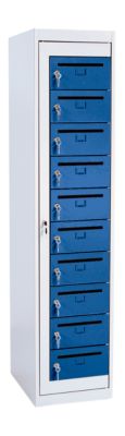 Postverteilerschrank, Höhe 1800 mm, lichtgrau RAL 7035/enzianblau 5010