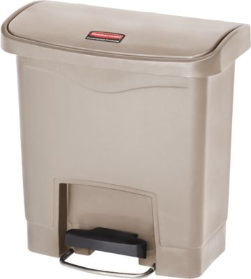 Poubelle à pédale Slim Jim, en plastique, 15 litres, beige