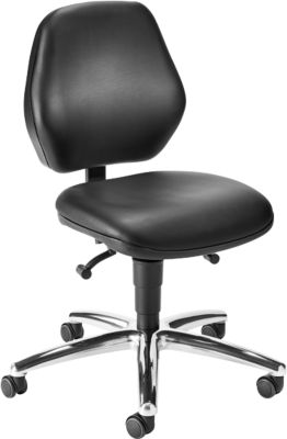 Praxisdrehstuhl bimos, mit Rollen, für Labore & hygienekritische Bereiche, höhenverstellbar, B 460 x T 440 x H 470-610 mm, Kunstleder, schwarz