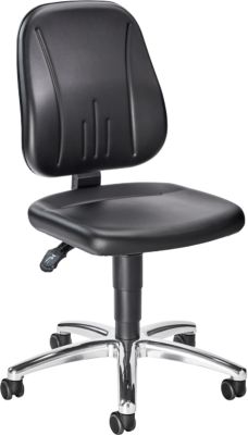 Praxisdrehstuhl bimos, mit Rollen, für Labore & hygienekritische Bereiche, höhenverstellbar, B 460 x T 470 x H 440-620 mm, Kunstleder, schwarz