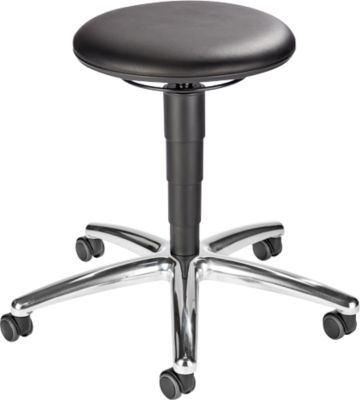 Praxishocker bimos, mit Rollen, für Labore & hygienekritische Bereiche, höhenverstellbar, B 400 x T 400 x H 460-630 mm, Kunstleder, schwarz