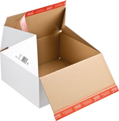 Premium-Blitzbodenkarton ColomPac CP 155.155, B 189 x T 154 x H 131 mm, Z-Faltung, Selbstklebeverschluss, weiß, 20 Stück