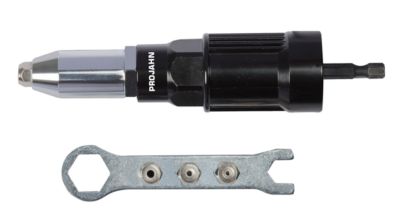 PROFI-Blindnietvorsatz-Adapter PROJAHN, o. Griff, f. Blindnieten Ø 2,4-5,0 mm, inkl. Mundstücke