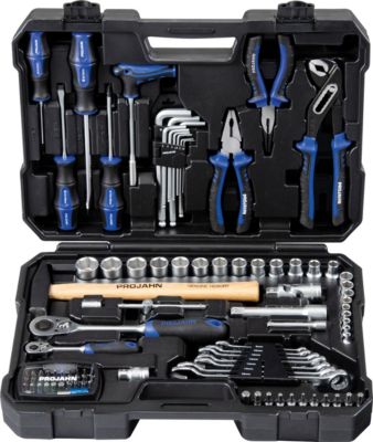 Projahn Werkzeugkoffer PROFICRAFT, 98-teilig, 1/4" + 1/2" Antrieb, 72-Zahn-Knarren, Kunststoffkoffer