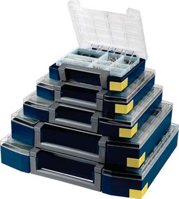Raaco Sortimentskoffer Boxxser 55 4x4-9, mit 9 Einsätzen, B 241 x T 225 x H 55 mm, aus Polycarbonat/Polypropylen, transparent/blau