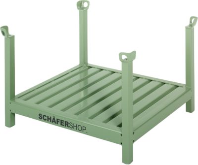 Rack à ranchers Schäfer Shop Select, L 1050 x P 850 x H 665 mm, vert réséda RAL 6011, jusqu'à 1000 kg, empilable sur 4 niveaux