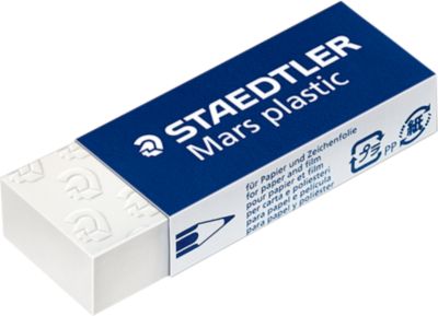 Radierer STAEDTLER Mars plastic, alterungsbeständig, geringe Krümelbildung, B 22 x T 12 x H 65 mm, weiß