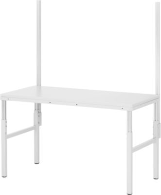 Rau Aufbausatz mit 2 System-Stützen für höhenverstellbare Arbeitsplatzsysteme Serie E, Aluminiumprofil, H 1400 mm, Nutzhöhe variabel