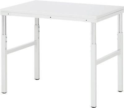Rau ESD-Basistisch Serie E, manuell höhenverstellbar, 28 mm Spanplatte mit Melaminbelag, bis 450 kg, B 700 x T 500 x H 650-1000 mm, lichtgrau