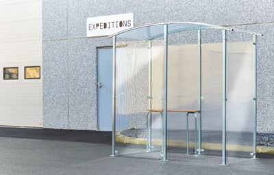 Raucher-Unterstand Mottez, Größe 2 m², B 1220 x T 2350 x H 2205 mm, PC und Stahl, transparent