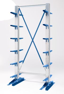 Rayonnage à cantilever SSI Schäfer KRM, module de base, utilisable des deux côtés, acier, 2000 x 1000 x 400, jusqu'à 2300 kg