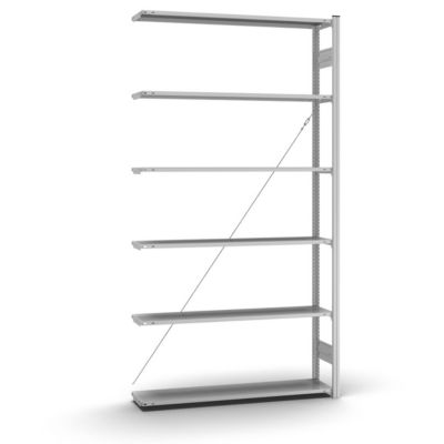 Rayonnage à emboîter Orion Plus - module d'extension - l. 1300 x P 300 x H 2500 mm - 6 étagères - capacité de charge par étagère 90 kg - galvanisé