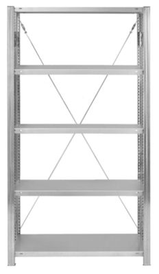 Rayonnage à emboîter Orion Plus - module de base - l. 750 x P 300 x H 2000 mm - 5 étagères - capacité de charge par étagère 125 kg - galvanisé