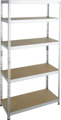Rayonnage à emboîter - pour charges lourdes - avec 5 étagères - l. 920 x P 300 x H 1800 mm - galvanisé