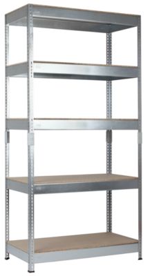 Rayonnage à emboîter pour charges lourdes -ensemble complet - l. 1000 x P 500 x H 2000 mm - capacité de charge par étagère 300 kg - galvanisé galvanisé et bois aggloméré