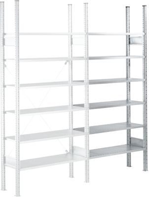Rayonnage à étagères R3000 SSI Schäfer, Rayonnage d’extension, 5 tablettes galvanisées, l. 1025 x H 1960 mm, 100 kg