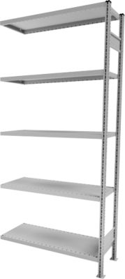 Rayonnage à étagères R3000 SSI Schäfer, Rayonnage d’extension, 5 tablettes galvanisées, l. 1025 x H 2278 mm