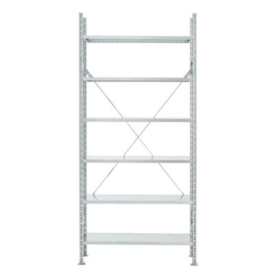 Rayonnage de base R 3000, 6 tablettes, l. 1055 mm x P 300 mm, étagères galvanisées