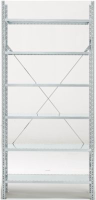 Rayonnage de base R 3000, 6 tablettes, l. 1345 mm x P 400 mm, étagères galvanisées
