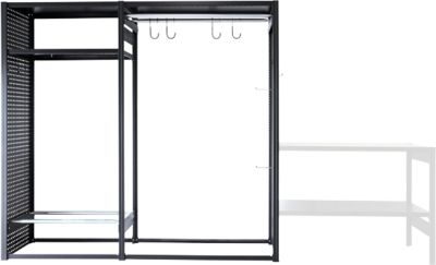Rayonnage de loisirs/multi-rayonnage emboîtable ORDO Flex, multifonctionnel, 3 tablettes, sans établi, charge admissible par élément 500 kg, L 2370 x P 635 x 2200 mm, noir profond RAL 9005