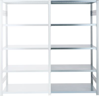 Rayonnage emboîtable ORDO Industry - acier - élément d'extension – modulaire – charge admissible 1200 kg - l. 760 x P 435 x H 2000 mm - avec 5 tablettes – galvanisé