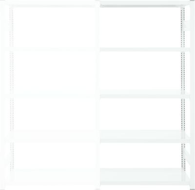 Rayonnage emboîtable ORDO Professional - acier - élément d'extension – modulaire – charge admissible 1200 kg - l. 760 x P 435 x H 2000 mm - avec 5 tablettes – blanc trafic RAL 9016