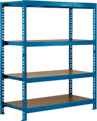 Rayonnage longue portée - module de base - l. 1600 x P 800 x H 2000 mm - 4 étagères - capacité de charge par étagère 500 kg - laqué époxy - bleu ciel RAL 5015