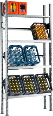 Rayonnage pour casier à bouteilles, module de base, l. 1055 x P 300 x H 2278 mm, galvanisé