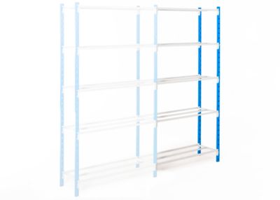Rayonnage universel à emboîter, module d'extension, 5 tablettes grillagées, cap. du compartiment 115 kg, l. 1250 x H 2000 x P 400 mm