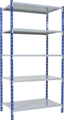 Rayonnage universel à emboîter, module de base, 5 tablettes en tôle d’acier, capacité de charge 125 kg, l. 1000 x H 2000 x P 300 mm