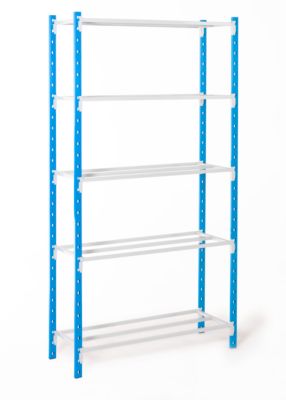 Rayonnage universel à emboîter, module de base, 5 tablettes grillagées, cap. du compartiment 71 kg, l. 1500 x H 2000 x P 300 mm