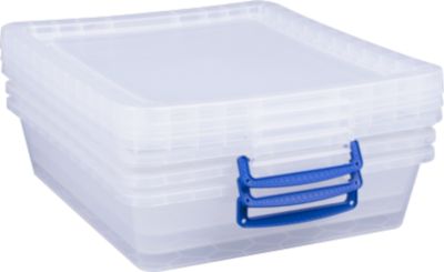 Really Useful Boxes Aufbewahrungsboxen, transparent, mit Deckel, 10,5L, 3 Stück