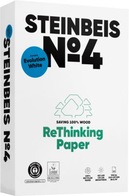 Recyclingpapier Steinbeis №4, DIN A4, 80 g/m², naturweiß, 5 x 500 Blatt