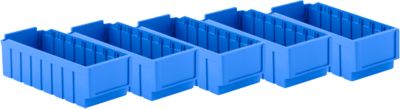 Regalkasten SSI Schäfer RK 421, 8 Fächer, Etikettenhalter, L 408 x B 162 x H 115 mm, Polystyrol, blau, 5 Stück