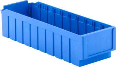 Regalkasten SSI Schäfer RK 521, für Regaltiefe 500 mm, unterteilbar in 10 Fächer, Etikettenhalter, geschlossen, L 508 x B 162 x H 115 mm, PS, blau