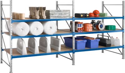 Regalsystem WR 600, Grundfeld, Traverse verzinkt, mit 2 Ebenen, 2200 x 2200 x 800 mm