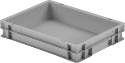 Ringoplast Kunststoffkasten Serie Unista M75, geschlossene Griffmulde, glatter Boden, L 400 x B 300 x H 75 mm, grau