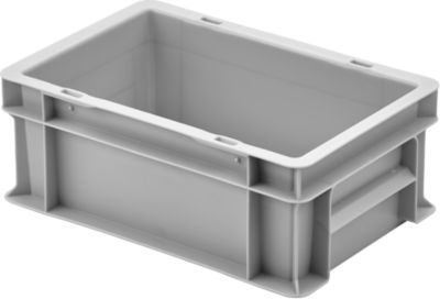 Ringoplast Kunststoffkasten Serie Unista S120, geschlossene Griffmulde, glatter Boden, L 300 x B 200 x H 120 mm, grau