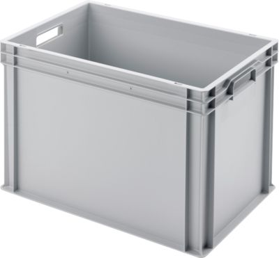 Ringoplast Kunststoffkasten UNISTA L420, PP, verstärkter Boden, stapelbar, B 600 x T 400 x H 420 mm, hellgrau, mit Durchfassgriffen