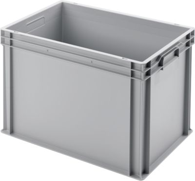 Ringoplast Kunststoffkasten UNISTA L420, PP, verstärkter Boden, stapelbar, B 600 x T 400 x H 420 mm, hellgrau, mit Unterfassgriffen