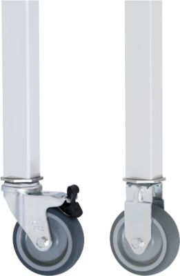 Rollensatz für Arbeitstisch Jerry, 2 Bock- und 2 Lenkrollen mit Feststelller
